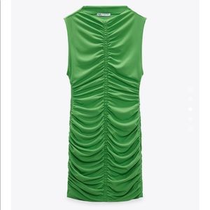Zara green mini dress with ruching